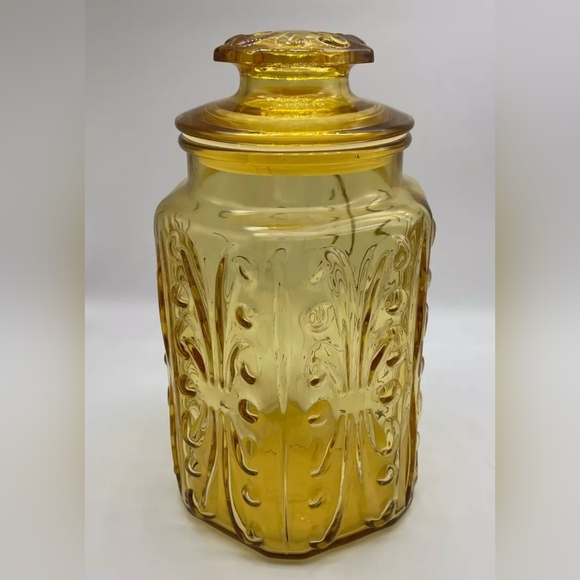 Vintage LE Smith Amber Glass Apothecary Canister Jar - Picture 2 of 6